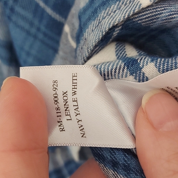 Rails Lennox Navy Yale White Plaid Brushed Cotton Shirt Size Medium - Picture 7 of 8